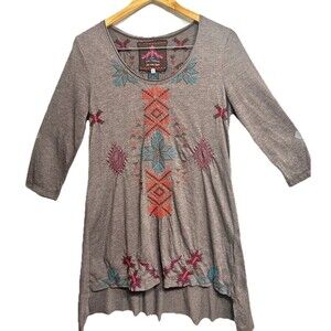 Johnny Was JWLA Joy Love Light Sz M Women Aztec Embroidered Tunic Boho‎ Western